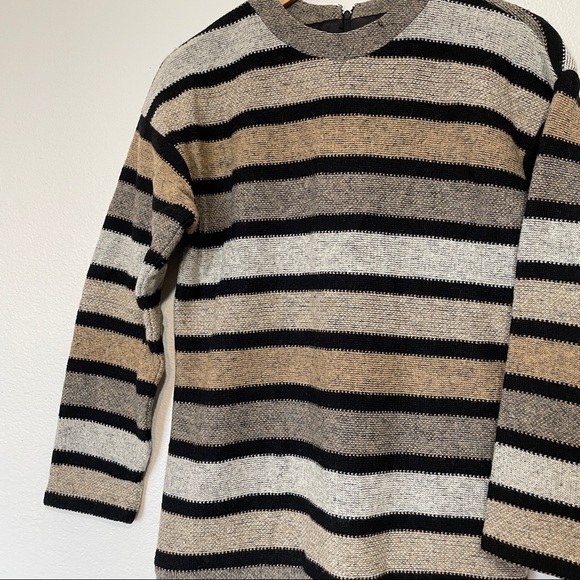 Helga | Vintage Sweater Striped Lined Midi Dress - Picture 3 of 9